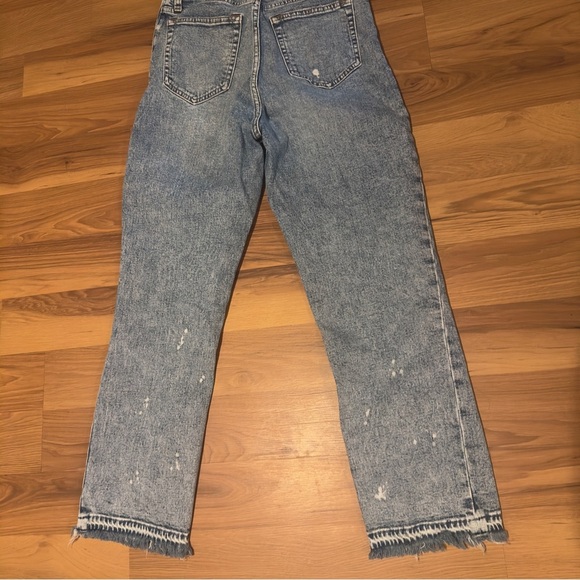 Abercrombie & Fitch Light Blue Distressed Curve love Straight Leg Jeans - Picture 8 of 9